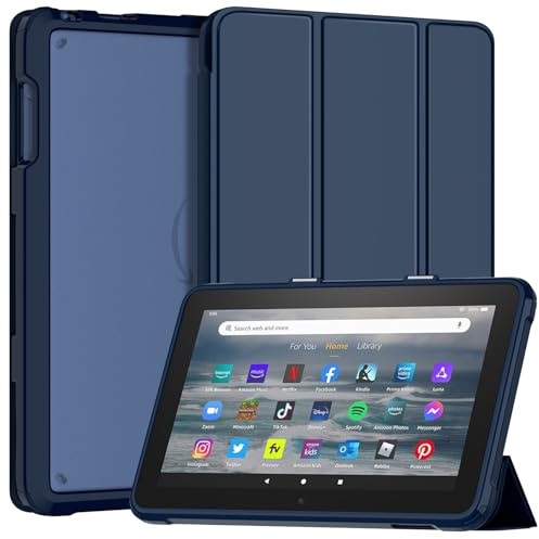 DJ&RPPQ Étui pour Tablette 7 avec Fonction Veille/réveil Automatique, Incompatible avec Nokia TCL 2022, Support Intelligent à Trois Volets avec Coque arrière en TPU Souple pour Tablette 7 2022, Bleu