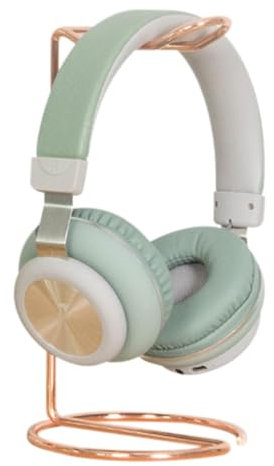 Soporte para auriculares – Soporte de metal para auriculares | Soporte dorado para auriculares | Soporte para auriculares de mesa para todos los tamaños de auriculares – dorado/rosa (9 pulgadas)