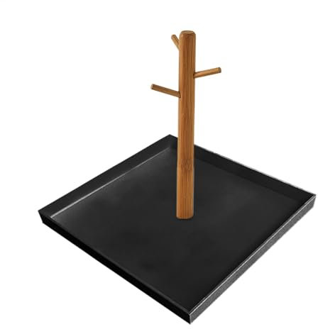 Organizador de llaves de bambú con 3 niveles para la mesa de entrada, organizador para almacenamiento de servicios, bandeja de perfume para cómoda, estante de madera para llaves, anillos, cartera, S