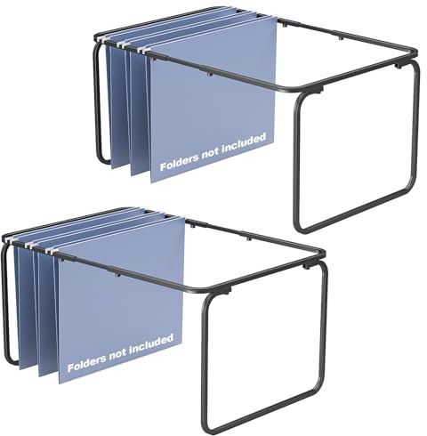 TOPCJ Hängerahmen in Rechts-/Briefgröße, verstellbar 40,6 bis 63,5 cm, robuster Stahl-Aktenschrank/Schubladen-Organizer-Einsatz, Hängemappenhalter für den Schreibtisch, 32 x 24 cm (B x H), 2 Packungen