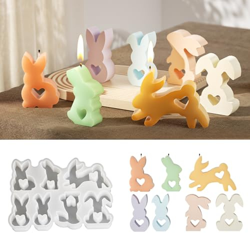 7 Stück Osterhasen Silikonform Silikon Gießform Ostern Wird Zur Herstellung Von Kerzen, Pudding, Gelee, Eiswürfeln, Seife Usw. Verwendet.