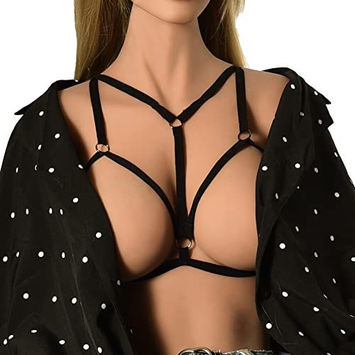 Harness Damen Oberkörper Kinkywear Dame Party Sexy Dessous Für Sex Sexgeschirre Rave Outfit Kinky Harnisch Die Frau Outfits Schwarz, One Size