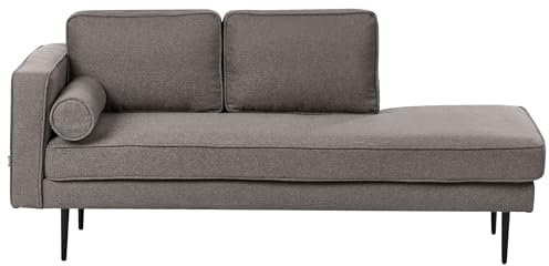 Beliani Chaiselongue Stoff braun Links schwarzes Gestell mit Nackenrolle modern Miramas