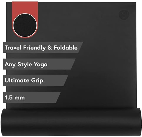Manduka GRP Adapt Travel Yoga Mat 71 - 1.5mm | Foldable & Travel friendly | Ultimate Grip | Sweat ready for Any Style of Yoga | 71 x 24 x 1/16 inches | Carbon