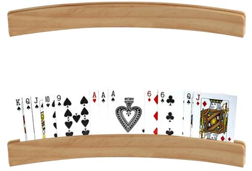 Zxglxinyao 2 soportes de madera para cartas de juego, soportes curvados de madera para cartas de póquer, soportes para tarjetas de póquer manos libres, soportes para organizar tarjetas de juego de