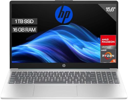 HP 15-fc0237ns - Ordenador portátil de 15.6 FHD (AMD Ryzen 5-7520U, 16 GB RAM, 1TB SSD, AMD Radeon Graphics, Sin Sistema operativo) Plata y Azul - Teclado QWERTY Español