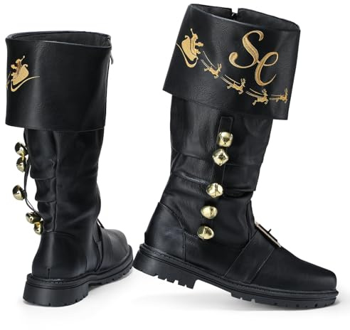 Halfchet - Men's Christmas Santa Claus Boots Wide Cuffs Combat Santa Boots