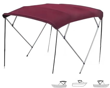 Toldo Bimini para Barco, Conjunto de Toldo Bimini de 4 Arcos, Toldo Resistente Oxford 800D para Barco con Postes de Soporte, Tubo de Aluminio de 1,9 mm de Grosor con Herrajes de Montaje(Red,170-182cm/