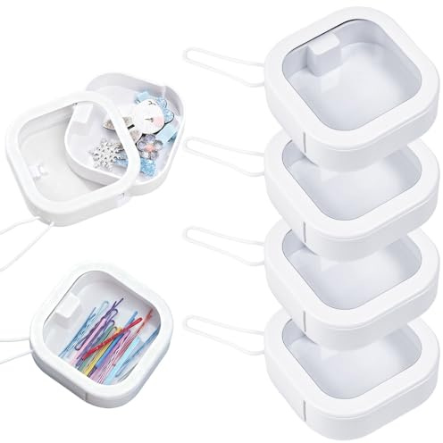 UHETLET 4 Stück Haargummi Organizer Box Schubladenbox Aufbewahrung Haarschmuck kinder Organizer Haargummis und spangen Perlen Aufbewahrungsbox Organisator mit Deckel für Wattepads Haarnadeln Reise