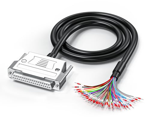 JUXINICE DB37 Female Connector to Bare Wire with Cable Marker, DB37 Adapter, 37 Pin Serial Extension Cable 24AWG 3.3FT, All 37 Wires Equipped with Marker Terminal Blocks