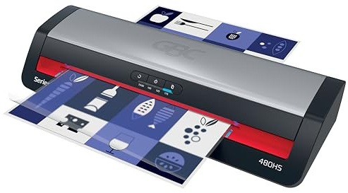 GBC 480HS Offce A3 Laminiergerät - Version für Schweiz, High Speed Laminieren, schnelles Aufwärmen in 1 Min, 75-175 Mikron, inkl. 5x A4-Folien, Schwarz/Rot, Typ J-Stecker, 4410072CH