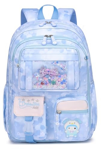 KEBEIXUAN Schultasche Mädchen Rucksack Kinderschultasche | Cute Schulrucksack für Mädchen 1. - 5. Klasse | Atmungsaktiv Wasserabweisender, Blau
