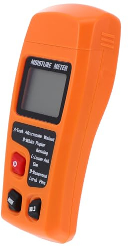 Baluue Testeur d'Humidité pour Bois Papier et Carton Hygromètre Mural Portable Orange à Insertion Précise Écran LED Clair Mesure Fiable de L'Humidité pour Murs et Sols 1 Pièce sans