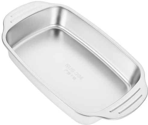 Cabilock Plat à Rôtir en Acier Inoxydable Rectangulaire Petit Modèle Peu Profond Compatible Plaques à Induction Plateau Pratique pour Cuisson Poisson Barbecue et Apéritifs à Domicile