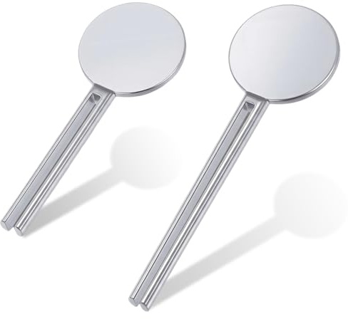 Mabor 2 exprimidores de tubo de pasta de dientes, exprimidor redondo de pasta de dientes | Dispensador de tubo de metal de acero inoxidable para pintura, crema, cosmético, tinte para el cabello, color plateado