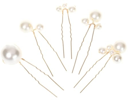 OSALADI Lot de 5 Épingles à Cheveux en Perles Dorées, Fourchettes en U Élégantes pour Mariée, Accessoires de Coiffure Légers et Délicats pour Mariage et Cérémonies Spéciales