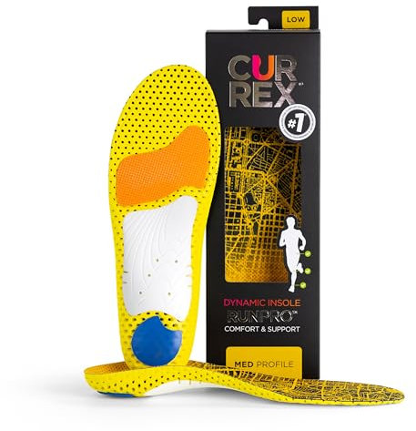 CURREX RunPro Sohle – Entdecke Deine Einlage für eine neue Dimension des Laufens, Dynamische Einlegesohle, Gelb- Med Profile Gr.- EU 42-44/ L