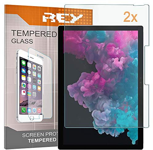 REY Pack 2X Pellicola salvaschermo per Microsoft Surface PRO 4 (12.3), Pellicole salvaschermo Vetro temperato, di qualità Premium Tablet