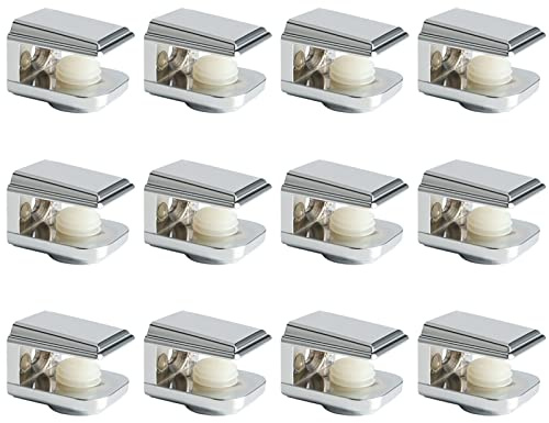 SAYAYO Glashalter Verstellbare Glasklemme Fit 5-8mm Dickes, 12 Stück Silber | Glasbodenträger Klemmhalter Zinklegierung Glasregal Halter Klemmbefestigung für Glas Acryl und Holz