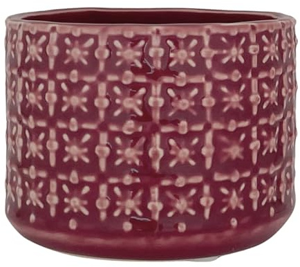 Nordring Retro Übertopf Vintage Pflanztopf für Zimmerplanzen, Sukkulenten Blumentopf Cross S (10 cm ø), rot, Keramik