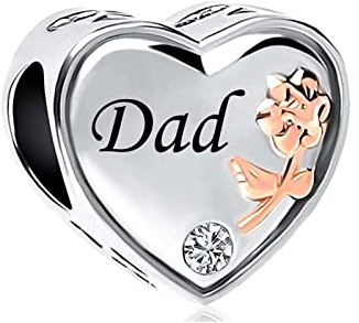 MiniJewelry Breloque en forme de cœur en or rose compatible avec bracelets Pandora - Perles argentées pour tante, neveu, nièce, famille, maman, sœur, anniversaire