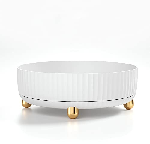 Drehteller Organizer YTNCO Drehbar Küchenorganizer mit schönem Außen-Design für Küchen Kühlschrank Organisation, 22cm (Perlweiß)