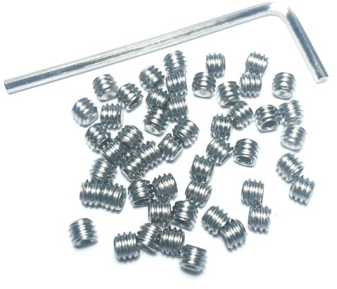 ZDingTech 50pcs Set Screws 8-32 x 1/8 inch 304 Stainless Steel Allen Head Hex Hexagon Socket Set Screws with 5/64 Allen Wrench,Set Grub Screws Hex Allen Head Socket Set Screws.(1/8 Length)