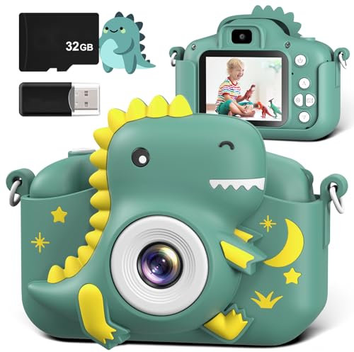GREENKINDER Kids Camera 2.0” Screen Dual Lens Cameras, 20MP & 1080P Video Camcorder, Kids Digital Camera with 32GB Card, Childrens Camera Boys Gifts for Girls Toys Age 3-12