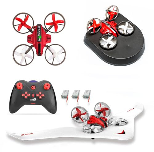 Hylukon RC flygplan, 3-i-1 fjärrstyrt flygplan, 2,4 GHz land- och luftfjärrkontroll flygplan, drönare, luftkuddefordon, RC Aeroplane, tre hastigheter justerbara för barn