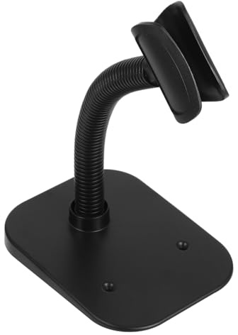 Halterung für Barcode Scanner, Schwarz, Kunststoff und Eisen | Schreibtisch, Leicht und Vielseitig Einsetzbar, Geeignet für Supermärkte und Gewerbliche Systeme
