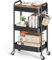 KINGRACK 3 Tier Metal Storage Trolley on Wheels with Removeable Wooden Worktop Trap Table Cover, Beauty Book Craft Tea Art Trolley for Home Bathroom Kitchen Laundry, No screws needed Easy