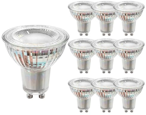 FEILEMAN GU10 LED Warmweiss Lampen, 3W 470LM 3000K, 10er Pack | Ersetzt 50W Halogen Leuchtmittel, Classic Glas, 80° Abstrahlwinkel, Nicht Dimmbar, Energiesparendes für Wohnzimmer Küche Büro