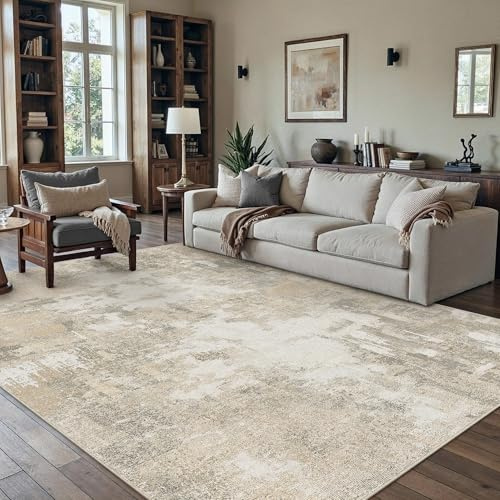 PureCozy Tappeto Salotto 150x210cm Moderno Astratto Tappeti, Beige