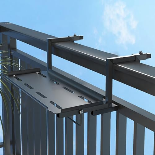 Table de balcon suspendue – Table d'appoint en fer pour balustrade, table de terrasse extérieure stable à capacité de charge, compatible avec différents balcons et terrasses, idéale pour le jardin