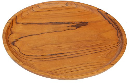 Schöne flache 30 cm Holz Schale Teakholz Deko Handarbeit Bali Teak 09