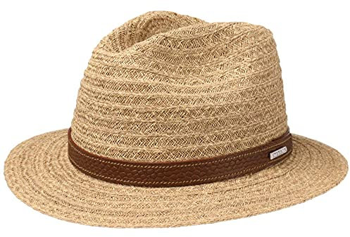Stetson Barnell Traveller Raffiahut Strohhut Herren mit Futterband Baumwolle Sonnenhut Frühjahr Sommer Natur XL (60-61 cm)