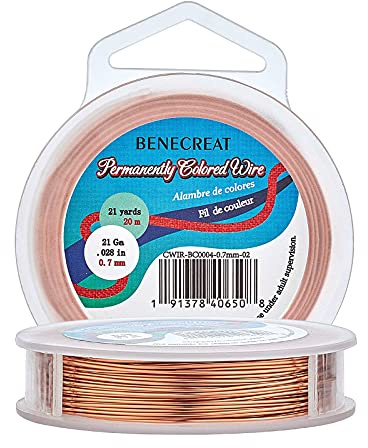 BENECREAT 0.7mm(21Gauge) Anlaufbeständiger Kupferdraht 20m Schmuckperlendraht für die Herstellung von Perlenschmuck