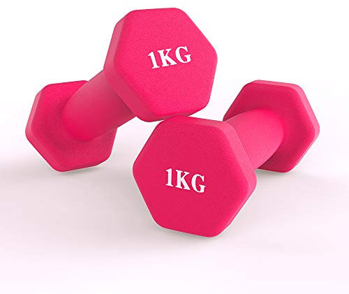 Neopren-Hantel-Handgewichte, schweißresistent, Hantel-Set, Heim-Fitness-Studio, Fitness, 2 Stück (Rosa, 1 kg)