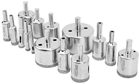 Set di seghe a tazza, tagliavetro diamantato, 15 pezzi/set antipolvere per vetro ceramica marmo