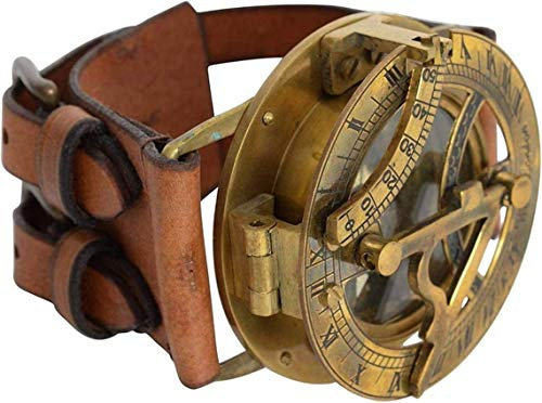 Orologio da polso Steampunk con bussola meridiana in ottone antico, Compasso meridiana, Collezione nautica