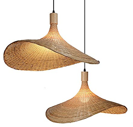 SOME Lampada a Sospensione in bambù Altezza Regolabile Lampada da Soffitto Lampadario in bambù Intrecciato a Mano, per Camera da Letto Sala da Pranzo Soggiorno Cucina