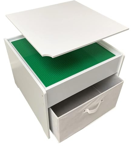 Promotion Pets Legostein-Spieltisch, Kindertisch und Aufbewahrungsbox, 2in1 mit grüner Bauplatte, Kindermöbel mit Stauraum