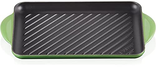 Le Creuset Rechteckige Grillplatte aus Gusseisen, 32 cm, Für alle Herdarten inkl. Induktion geeignet, Bamboo, 20202324080460