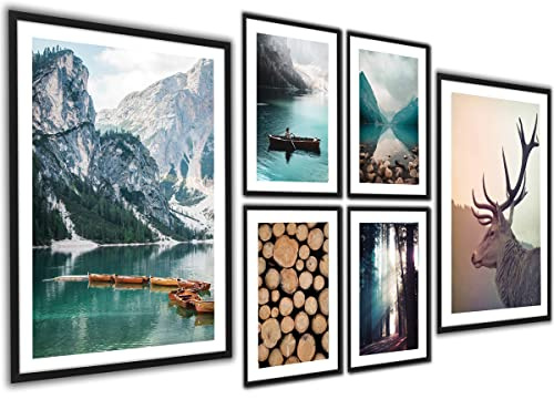 ag.art deco Tavlor för Vardagsrum | Set om 6 Väggtryck | Posters för Hall och Trappa | Heminredning & Konst | Oinramade Affischer (Naturlandskap)
