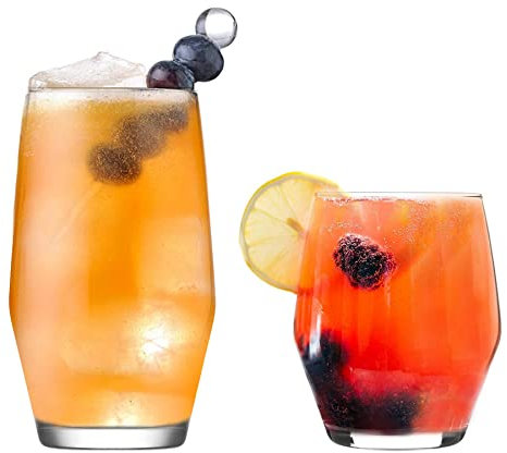 LAV 12 Piece Ella Verrerie - Classique Contemporain Highball Whisky Eau Tumbler Lunettes - Effacer