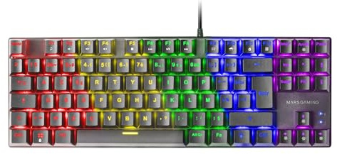Mars Gaming MKMINIPRO, Clavier Mécanique Ultra-Compact 60%, Commutateurs Mécaniques Hot-Swap, Éclairage RGB Chroma, Clavier Gaming Antighosting, Multiplateforme, Switch Bleu Français, Blanc