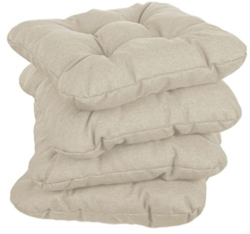 Gutekissen Coussin de Chaise matelassé Garniture pour chaises/bancs pour la Maison et Le Jardin Coussin de Jardin Coussin d'assise Plusieurs Couleurs PI1 (60x60, Crème, 4)
