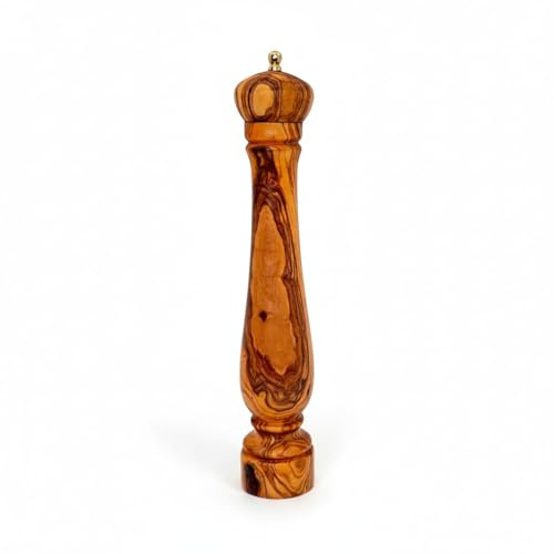 Handcrafted Olive Wood Pepper Mill Grinder - Premium Adjustable Ceramic Mechanism - Elegant Kitchen and Dining Accessory - Perfect for Gourmet Chefs and Home Cooks (28 cm)