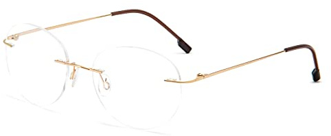 KoKoBin Round Randlos Lesebrille super Light Titanlegierung Lesehilfe für Damen und Herren (Gold, 2.5, diopters)
