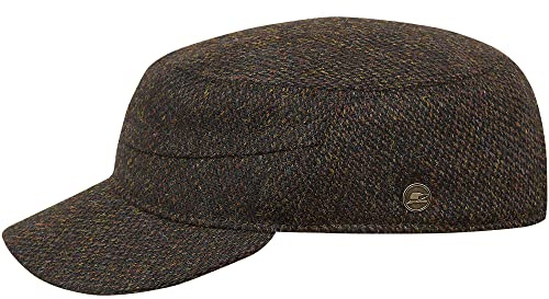 Sterkowski Patrol Mütze | Harris Tweed Schiebermütze für Herren | Schirmmütze Herren Military Cap Herren Flatcap Herren Outdoor Cap Outdoor Kappen für Herren 60-61 cm Schwarz/Gelb
